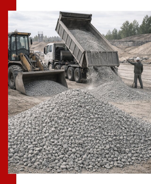 Доставка известнякового щебня фр. 5–20 в Инте
