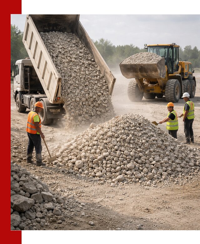 Доставка известнякового щебня фр. 40-70 в Инте