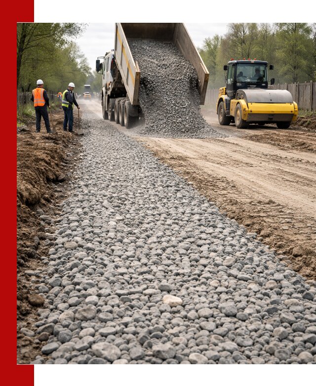 Доставка щебня для отсыпки дорог в Инте высокого качества