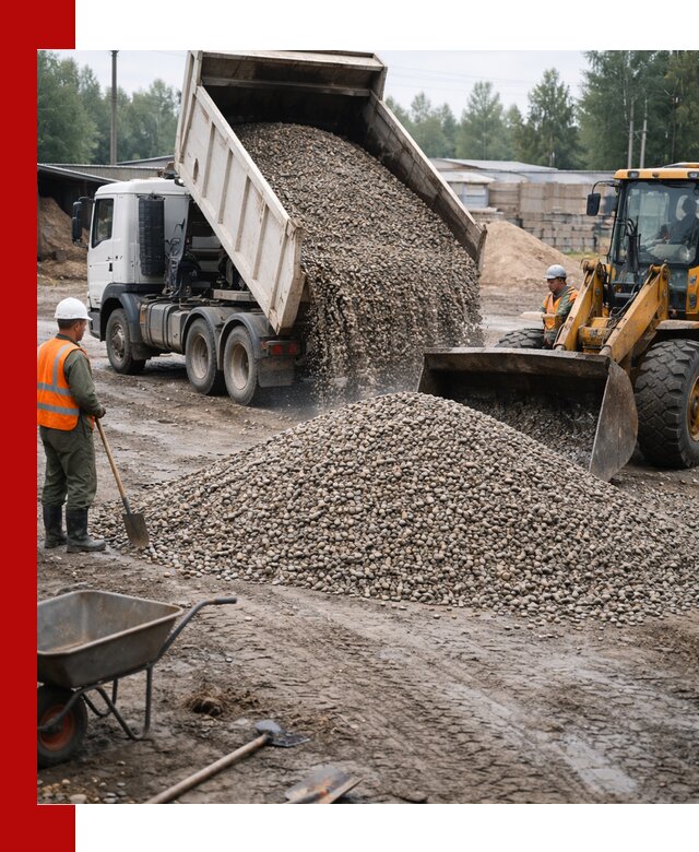 Мытый гравий с доставкой в Инте от карьера до участка