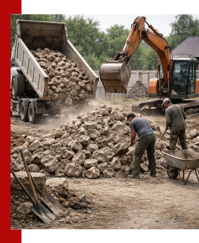 Доставка и разгрузка бутового камня в Инте