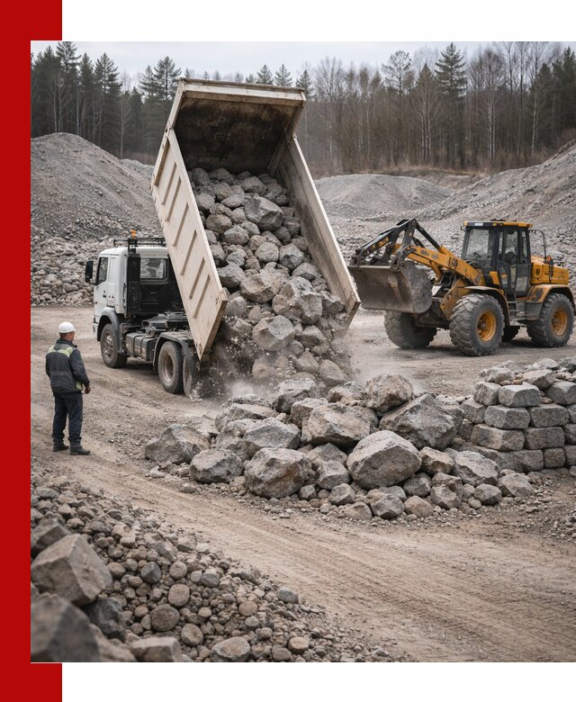 Доставка и продажа бутового гранитного камня в Инте