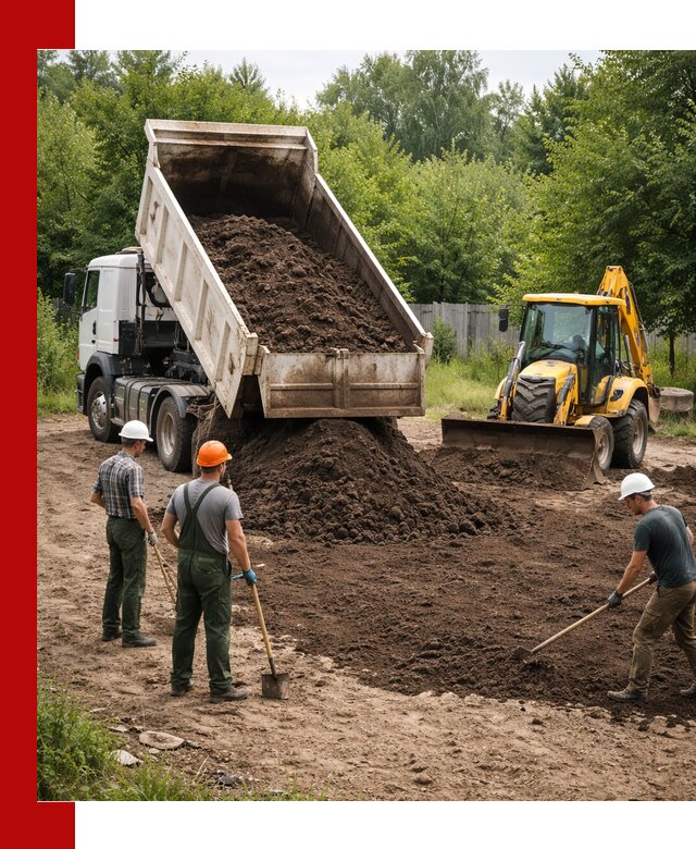 Доставка и укладка грунта для выравнивания участка в Инте
