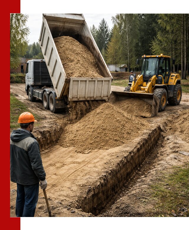 Доставка песчаного грунта в Инте для строительных работ