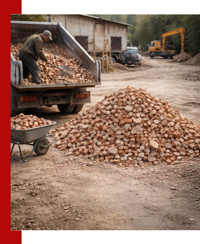 Доставка и подушка из боя кирпича с разгрузкой в Инте