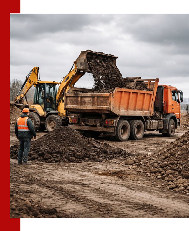 Вывоз грунта и строительного мусора в Инте грузовыми самосвалами