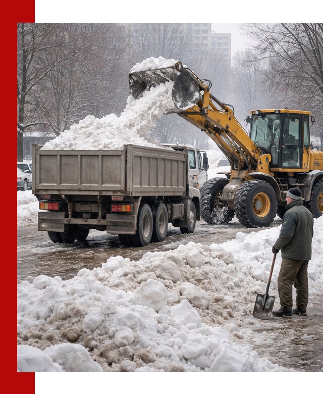 Вывоз снега грузовой техникой в Инте оперативно и чисто