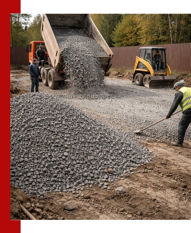 Отсыпка участка щебнем с доставкой и уплотнением в Инте